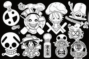 one piece anime with pharmaceutical elements placed on neck tattoo idea