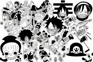 one piece anime with pharmaceutical elements placed on neck tattoo idea