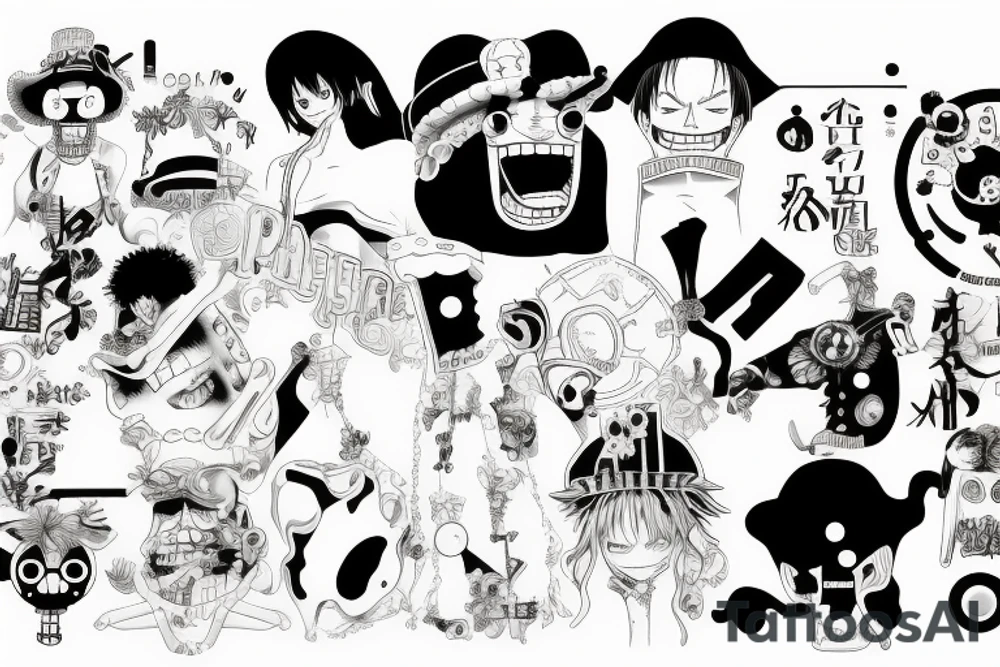 one piece anime with pharmaceutical elements placed on neck tattoo idea