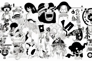 one piece anime with pharmaceutical elements placed on neck tattoo idea