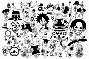 one piece anime with pharmaceutical elements placed on neck tattoo idea