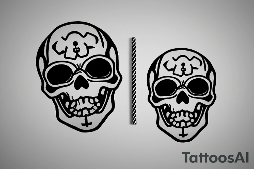 A small, stylized Rx symbol (commonly associated with pharmacy) integrated into the design. This symbol could be placed at the center of the tattoo.
Incorporate a background of the Jolly Roger symbol of the Straw Hat Pirates. This iconic skull with a straw hat is instantly recognizable among One Piece fans.
Place the Rx symbol within the skull's eye socket or on the forehead area of the skull. tattoo idea