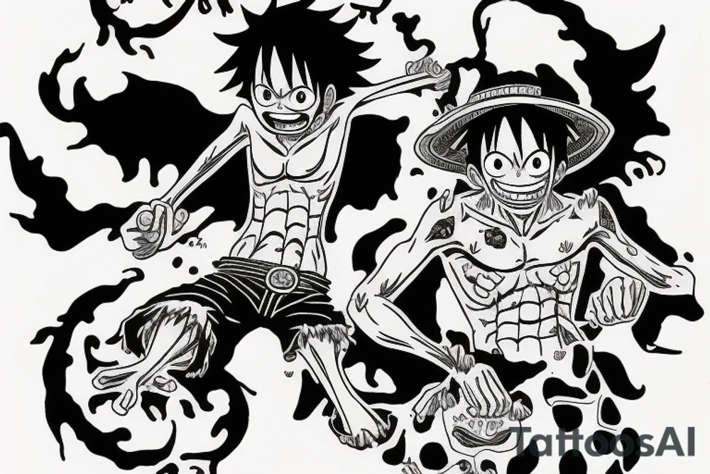 monkey d luffy and kaido fight tattoo idea