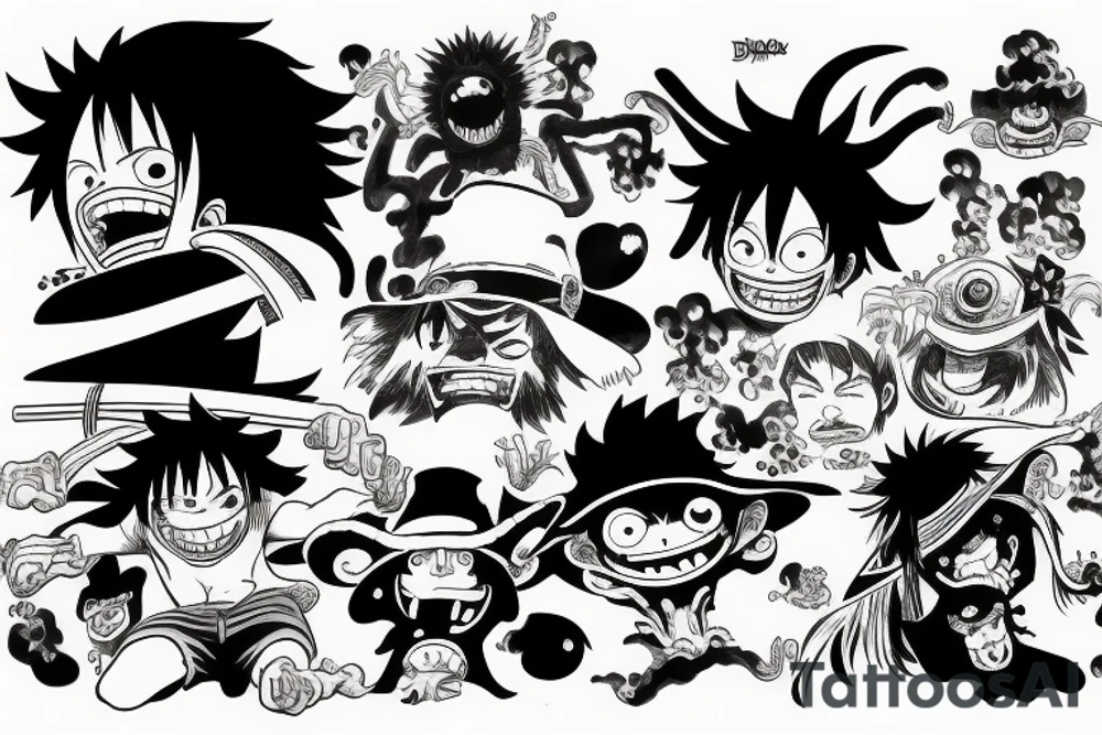 monkey d luffy and kaido fight tattoo idea