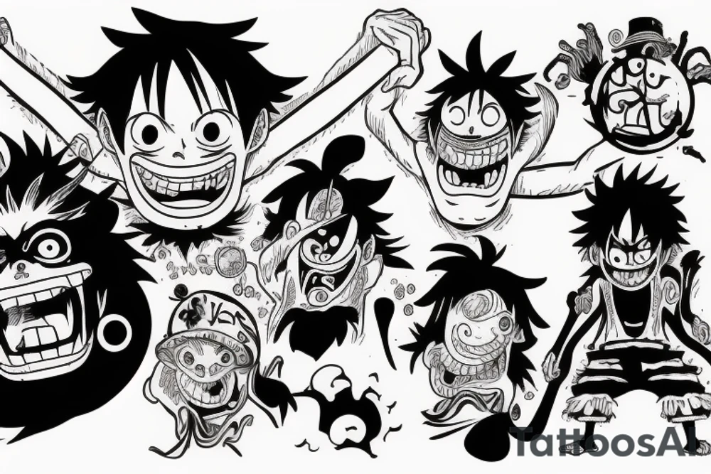 monkey d luffy and kaido fight tattoo idea