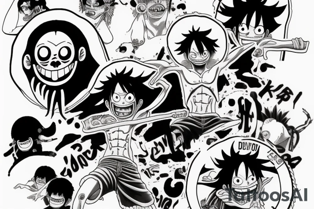 monkey d luffy and kaido fight tattoo idea