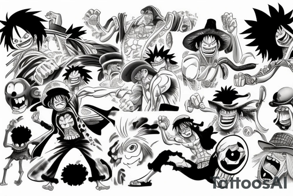 monkey d luffy and kaido fight tattoo idea