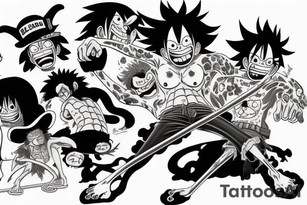 monkey d luffy and kaido fight tattoo idea