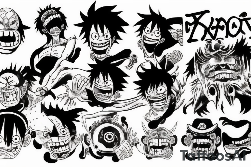 monkey d luffy and kaido fight tattoo idea