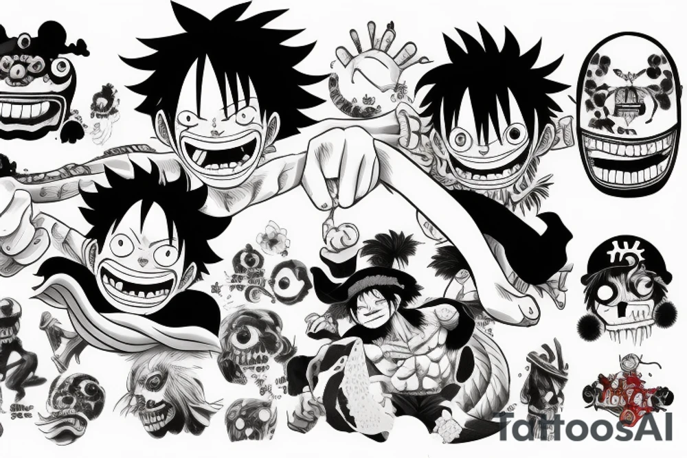 monkey d luffy and kaido fight tattoo idea