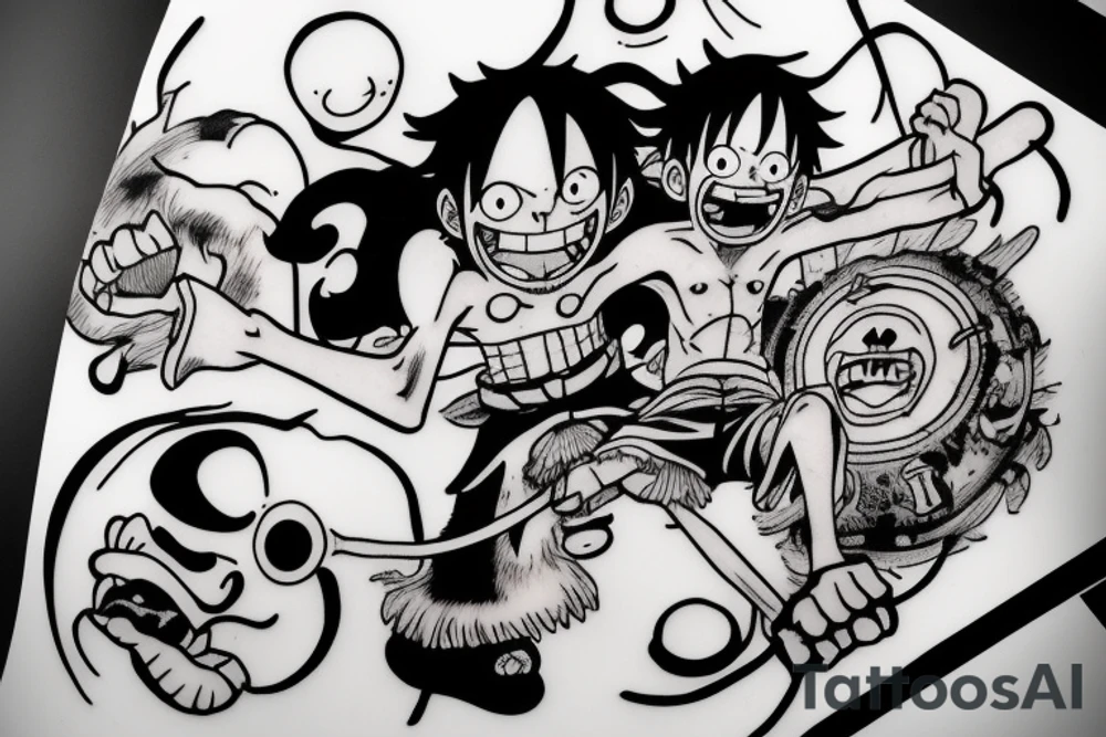 monkey d luffy and kaido fight tattoo idea