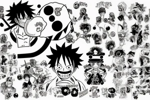 one piece anime
 incorporated with pharmaceutical elements tattoo idea