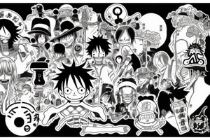 one piece anime
 incorporated with pharmaceutical elements tattoo idea