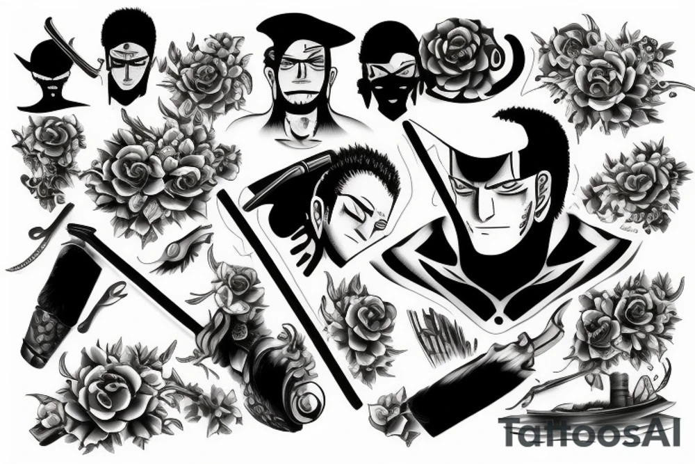 roronoa zoro oen piece tattoo idea