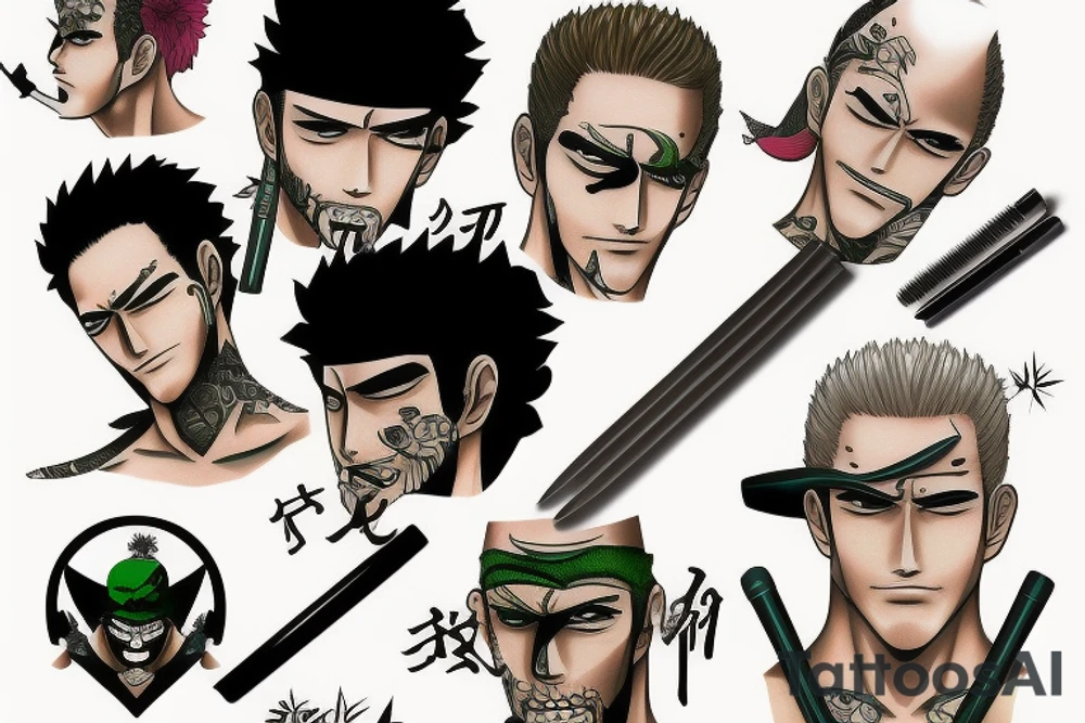 roronoa zoro oen piece tattoo idea