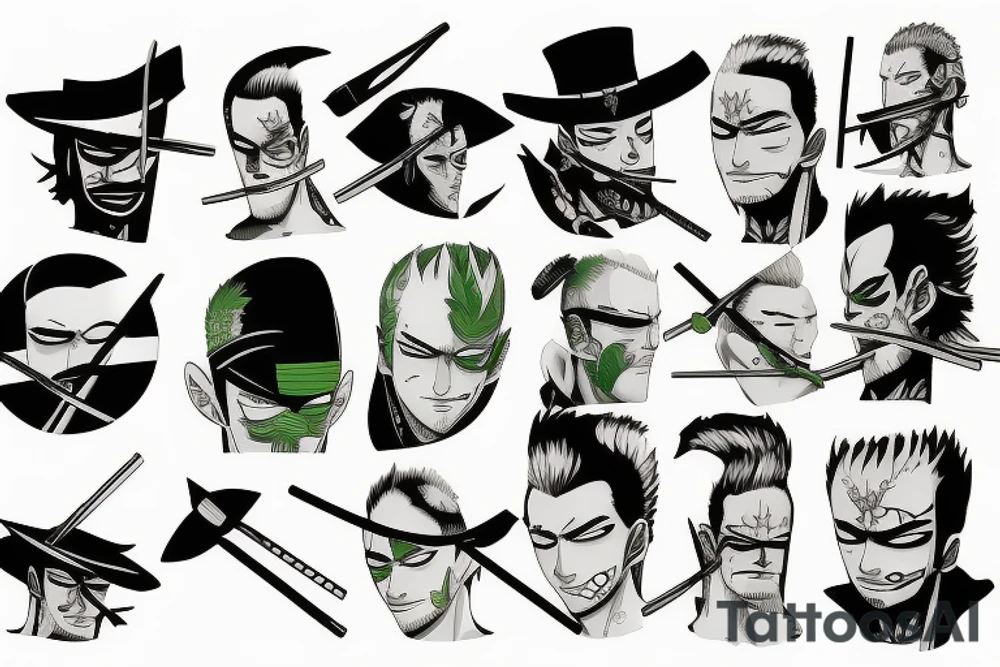 roronoa zoro oen piece tattoo idea