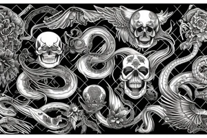 Design an intricate artwork that fuses the dark allure of a cobra with the timeless symbolism of a skull tattoo idea