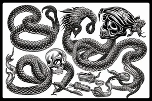 Skull with cobra coiled around it tattoo idea