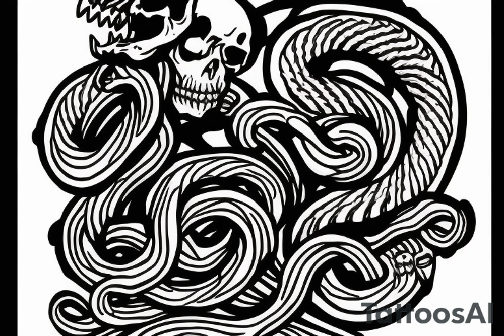 Skull with cobra coiled around it tattoo idea