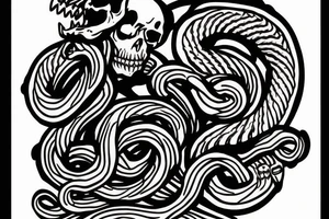 Skull with cobra coiled around it tattoo idea