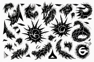 Eine Sonne im Stil der Band Gojira vom Magma cover tattoo idea