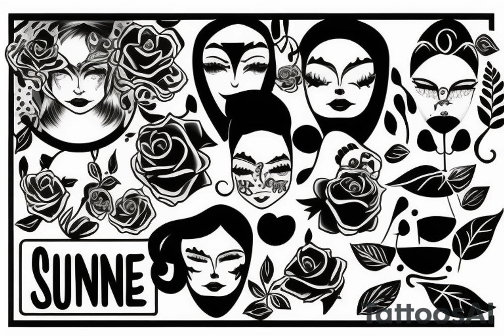 Eine Sonne mit einem neutralem Gesicht in der Mitte tattoo idea