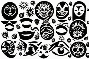 a sun with a face in the middle tattoo idea