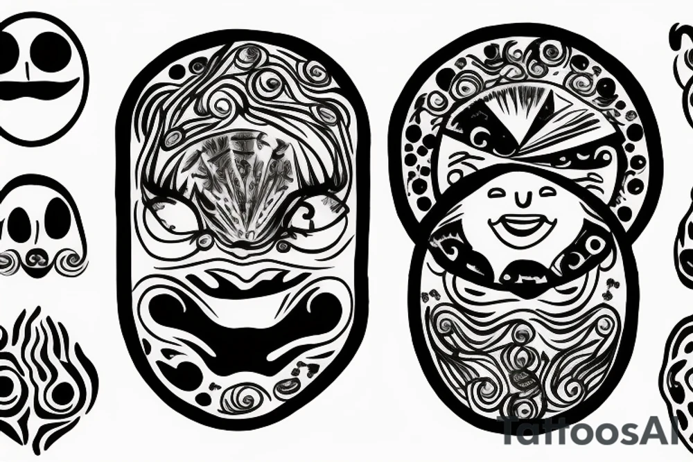 a sun with a face in the middle tattoo idea