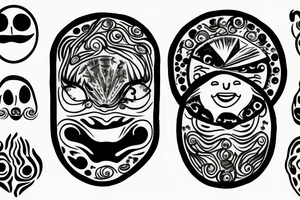 a sun with a face in the middle tattoo idea