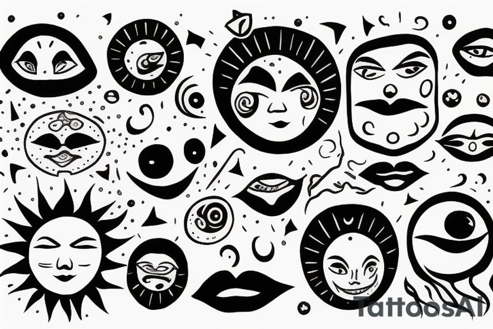 a sun with a face in the middle tattoo idea