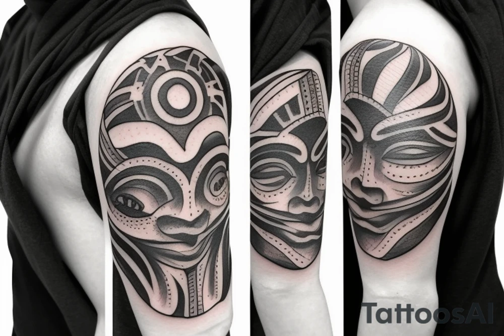 a sun with a face in the middle tattoo idea