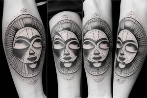 a sun with a face in the middle tattoo idea