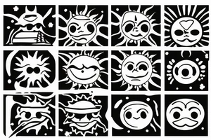a sun with a face in the middle tattoo idea