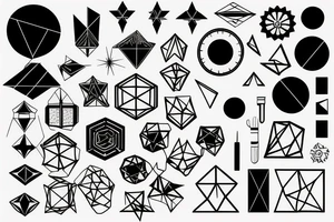 eine geometrische sonne in schwarz weiß und gepunktet tattoo idea