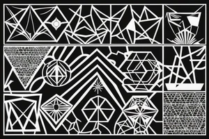 eine geometrische sonne in schwarz weiß und gepunktet tattoo idea