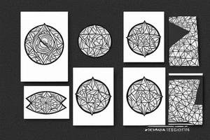 a geometric sun in the style of gojira cover "magma" tattoo idea