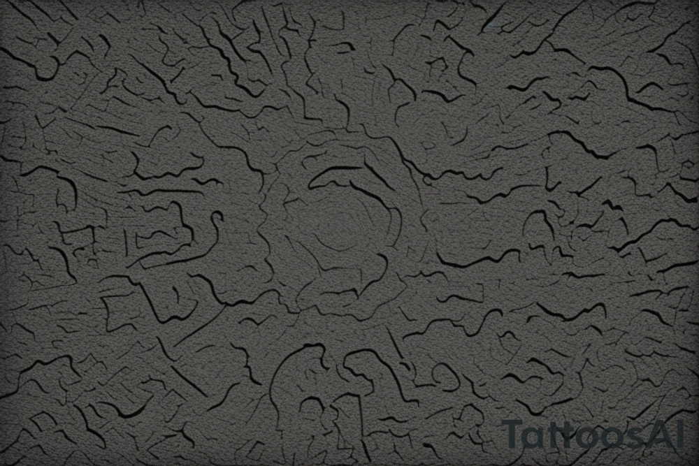 a geometric sun Volcanic Texture: Create the surface of the sun with a deep, shadowy texture resembling volcanic rock. Use various shades of black to accentuate this texture.

Earthy Black Color Palette: Restrict the color palette to various shades of black to capture the dark and mysterious atmosphere of the design.

Gloomy Atmosphere: To represent the gloomy mood, craft the sun with a misty or smoky environment in different shades of gray.

Geometric Elements in Black: Incorporate black geometric shapes or line patterns to create structure and depth. These patterns should also be designed in various shades of black. tattoo idea