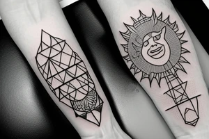 sun with geometric sunbeams tattoo idea