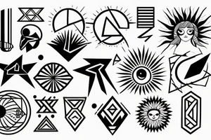 sun with geometric sunbeams tattoo idea