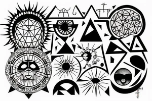 sun with geometric sunbeams tattoo idea