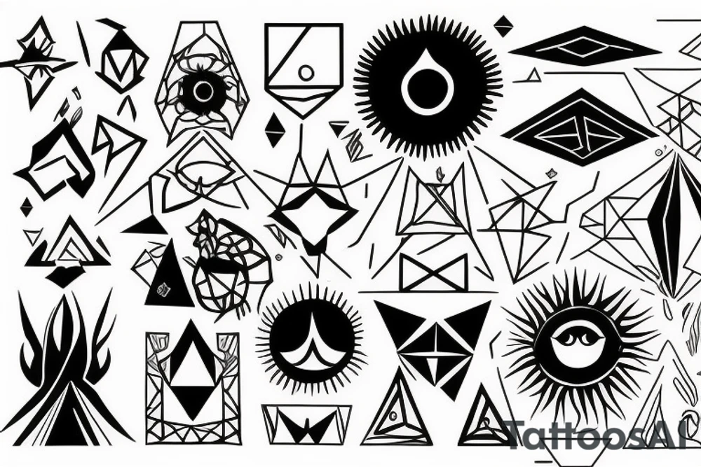 sun with geometric sunbeams tattoo idea