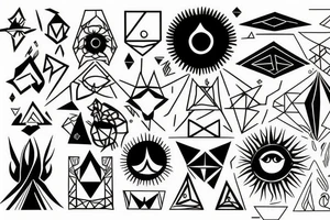 sun with geometric sunbeams tattoo idea