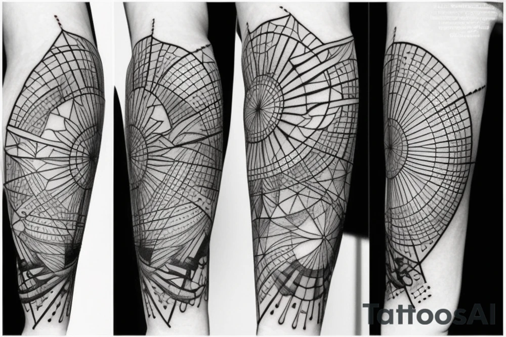 sun with geometric sunbeams tattoo idea