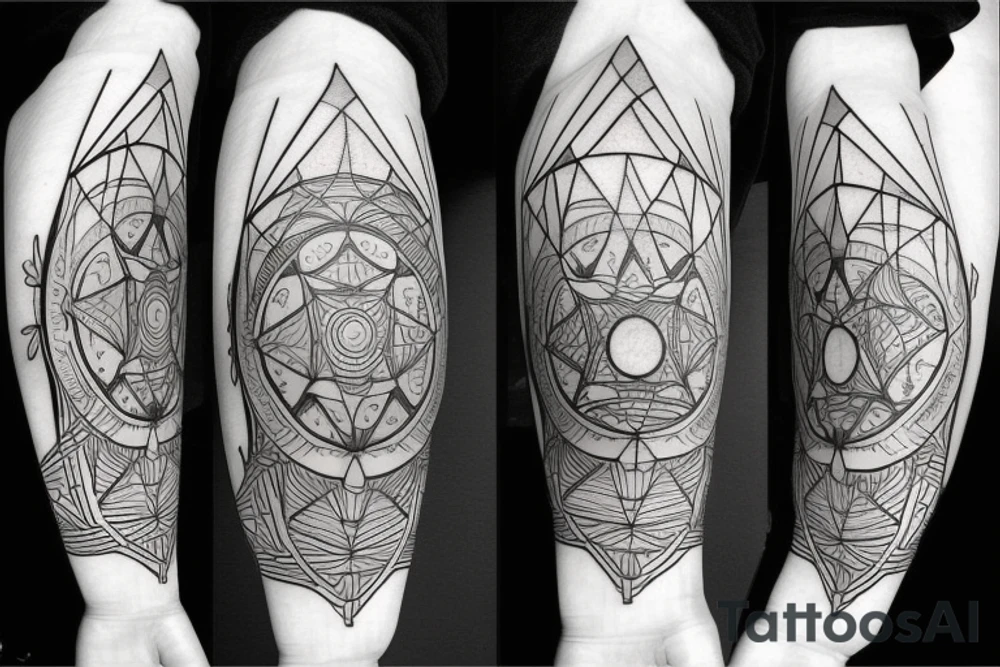 sun with geometric sunbeams tattoo idea