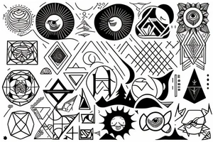 sun with geometric sunbeams tattoo idea