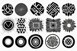 Eine Sonne mit Sonnenstrahlen und einem Muster in der Mitte tattoo idea