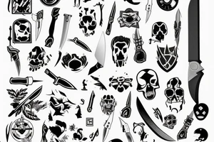 Flashlight and knife criss crossed tattoo idea