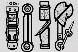 Crisscrossed flashlight and knife tattoo idea