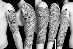 sleeve tattoo with a small fox tattoo idea