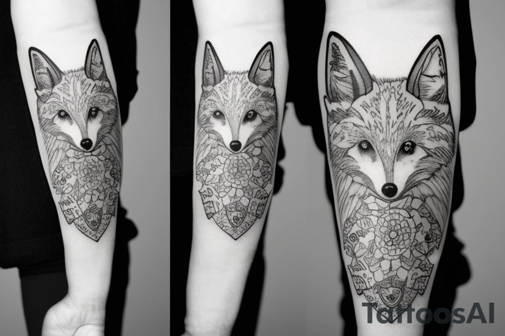 sleeve tattoo with a small fox tattoo idea